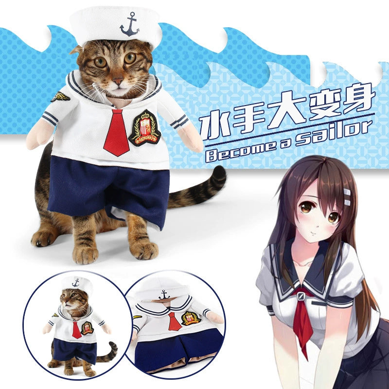 Pet Dog Cat Funny Cute Pet Costume Vertical Funny Dress-up Clothes Halloween Summer Clothes