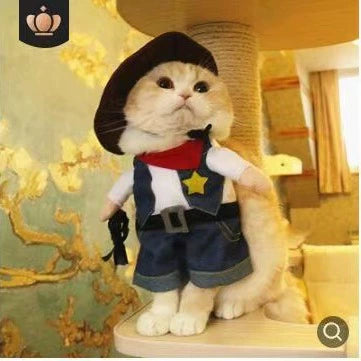 Pet Dog Cat Funny Cute Pet Costume Vertical Funny Dress-up Clothes Halloween Summer Clothes