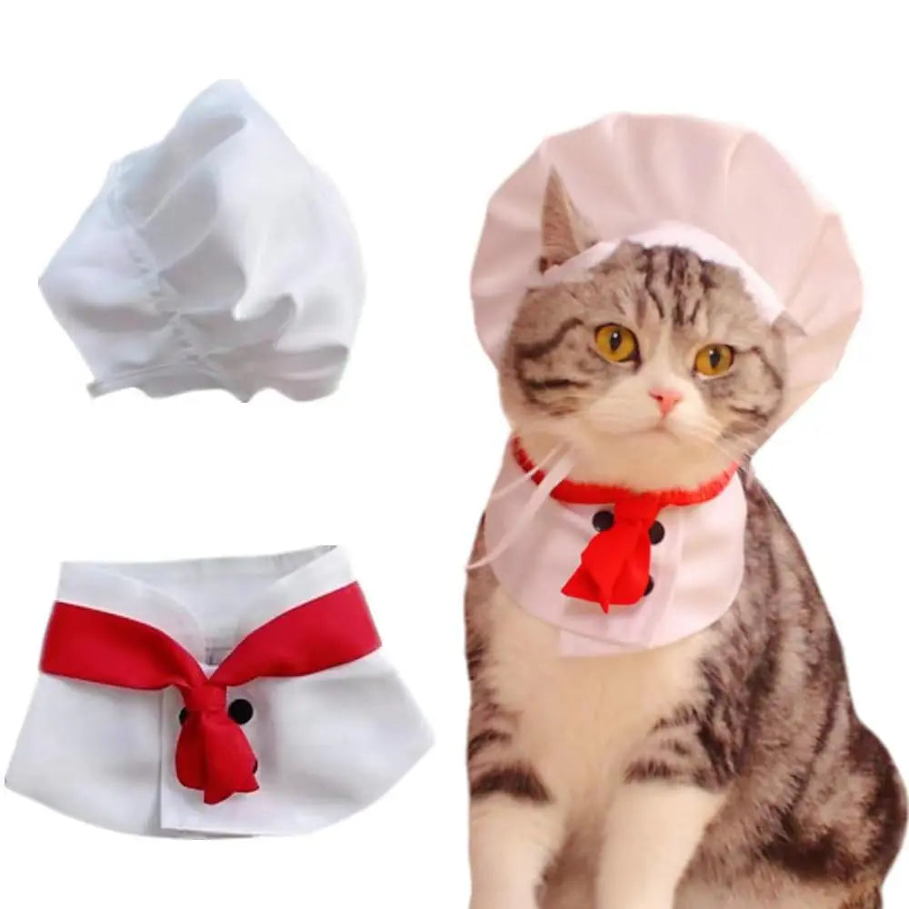 Pet Chef Hat Costume Set Pet Cooking Chef Cap Chef Dog Bandana Halloween Pet Costume Chef Hat for Cat