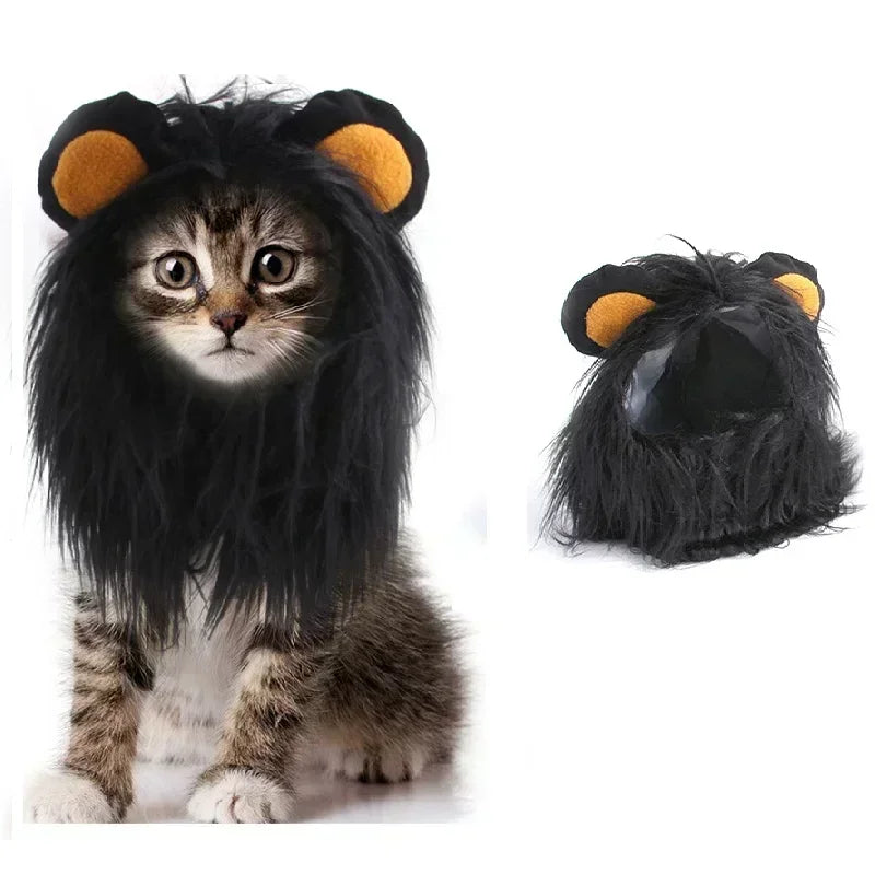 Cat Cosplay Dress Up Pet Hat Lion Mane for Cat Puppy Lion Wig Costume Party Decoration Halloween Christmas GatosPet Supplies