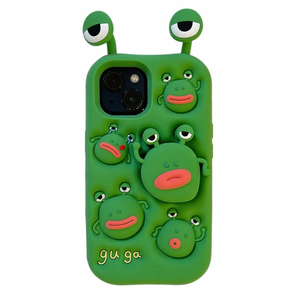 For iPhone 16, 16Pro, 16promax,3D soft silicone case for iPhone, shockproof Cover, shockproof skin shell, Cute cartoon animal