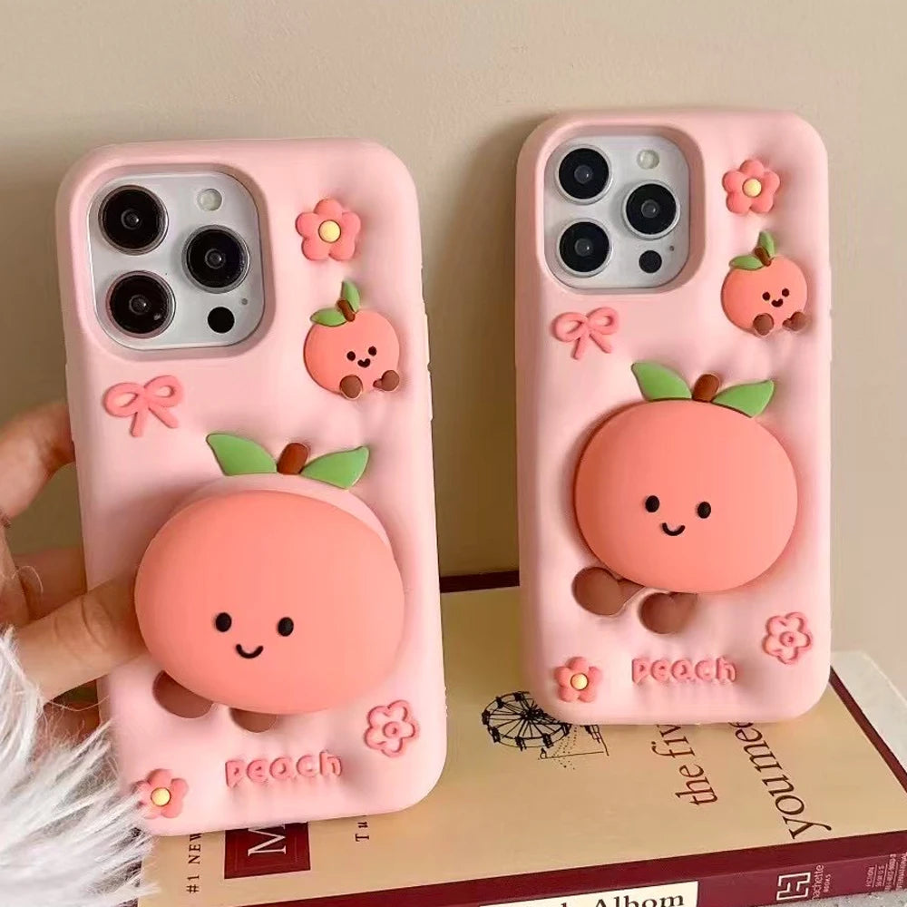 For iPhone 16, 16Pro, 16promax,3D soft silicone case for iPhone, shockproof Cover, shockproof skin shell, Cute cartoon animal