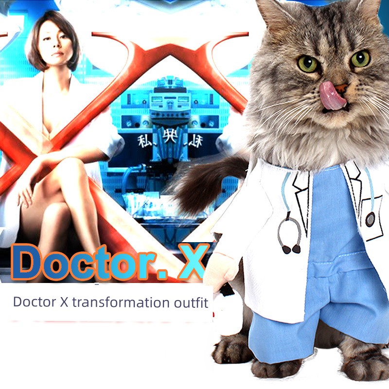 Pet Dog Cat Funny Cute Pet Costume Vertical Funny Dress-up Clothes Halloween Summer Clothes