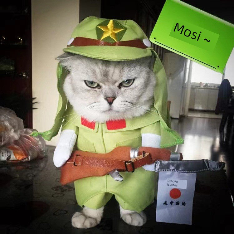 Pet Dog Cat Funny Cute Pet Costume Vertical Funny Dress-up Clothes Halloween Summer Clothes