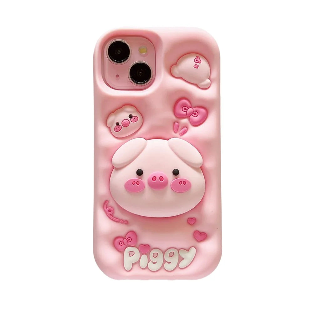For iPhone 16, 16Pro, 16promax,3D soft silicone case for iPhone, shockproof Cover, shockproof skin shell, Cute cartoon animal