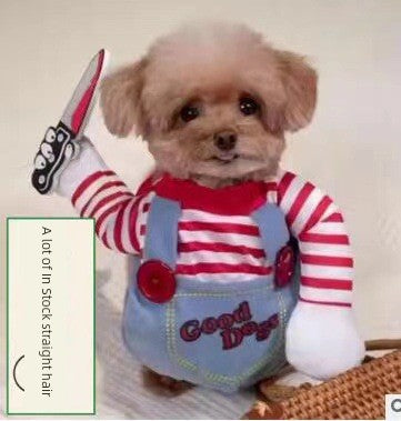 Pet Dog Cat Funny Cute Pet Costume Vertical Funny Dress-up Clothes Halloween Summer Clothes
