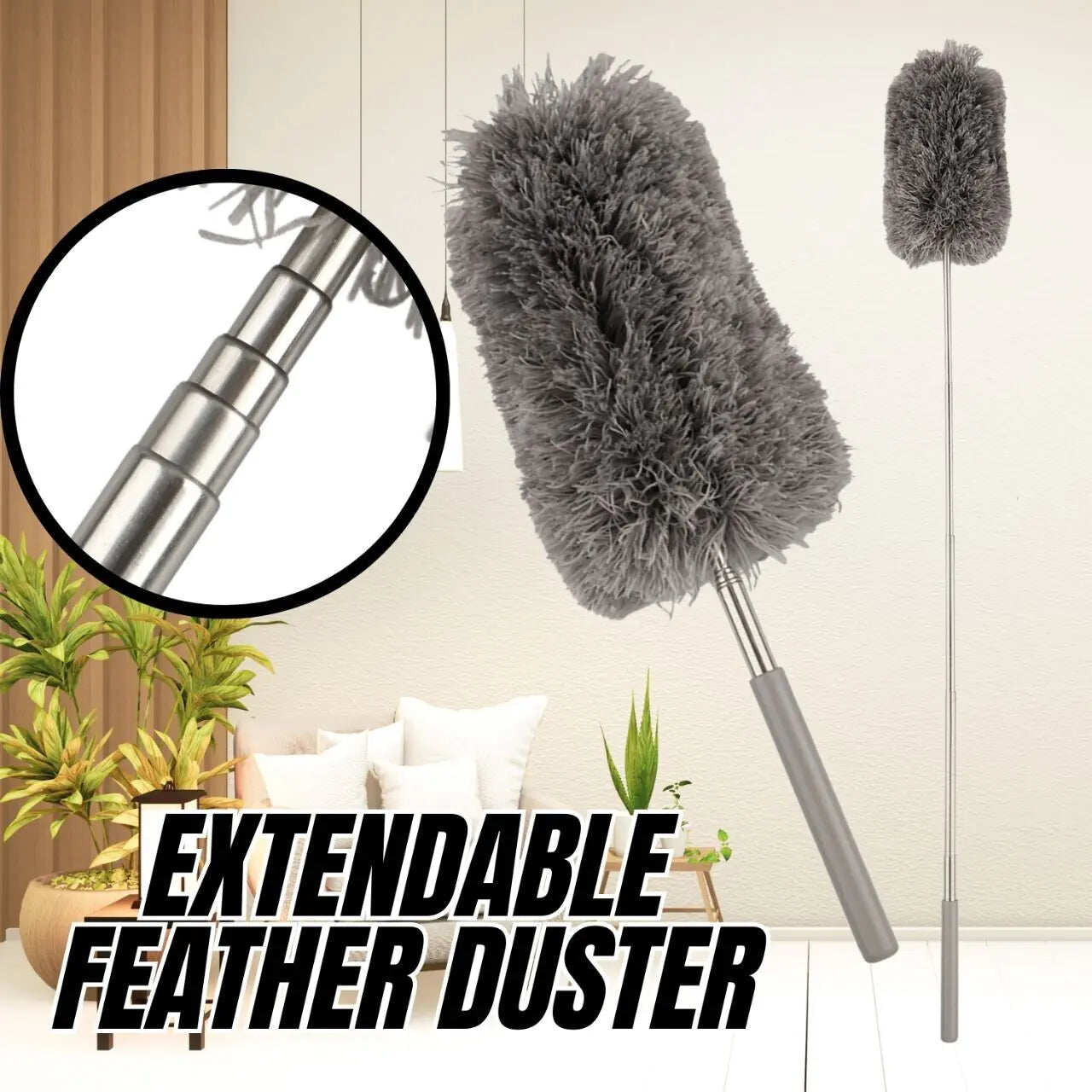 Adjustable Soft Microfiber Feather Duster for Cleaning