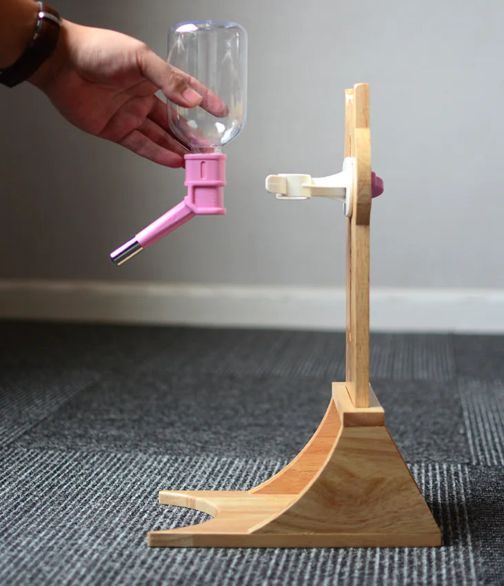 Cat Water Dispenser with Bamboo or Oak Stand – 300ml Pet Drinking Fountain