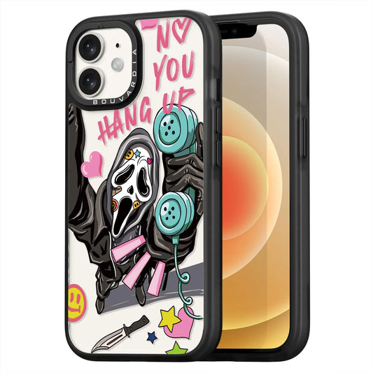 Bouvardia for iPhone 12 Case Cute AestheticShockproof Black Girly Phone Cover for Women Girls MenSkeleton Design
