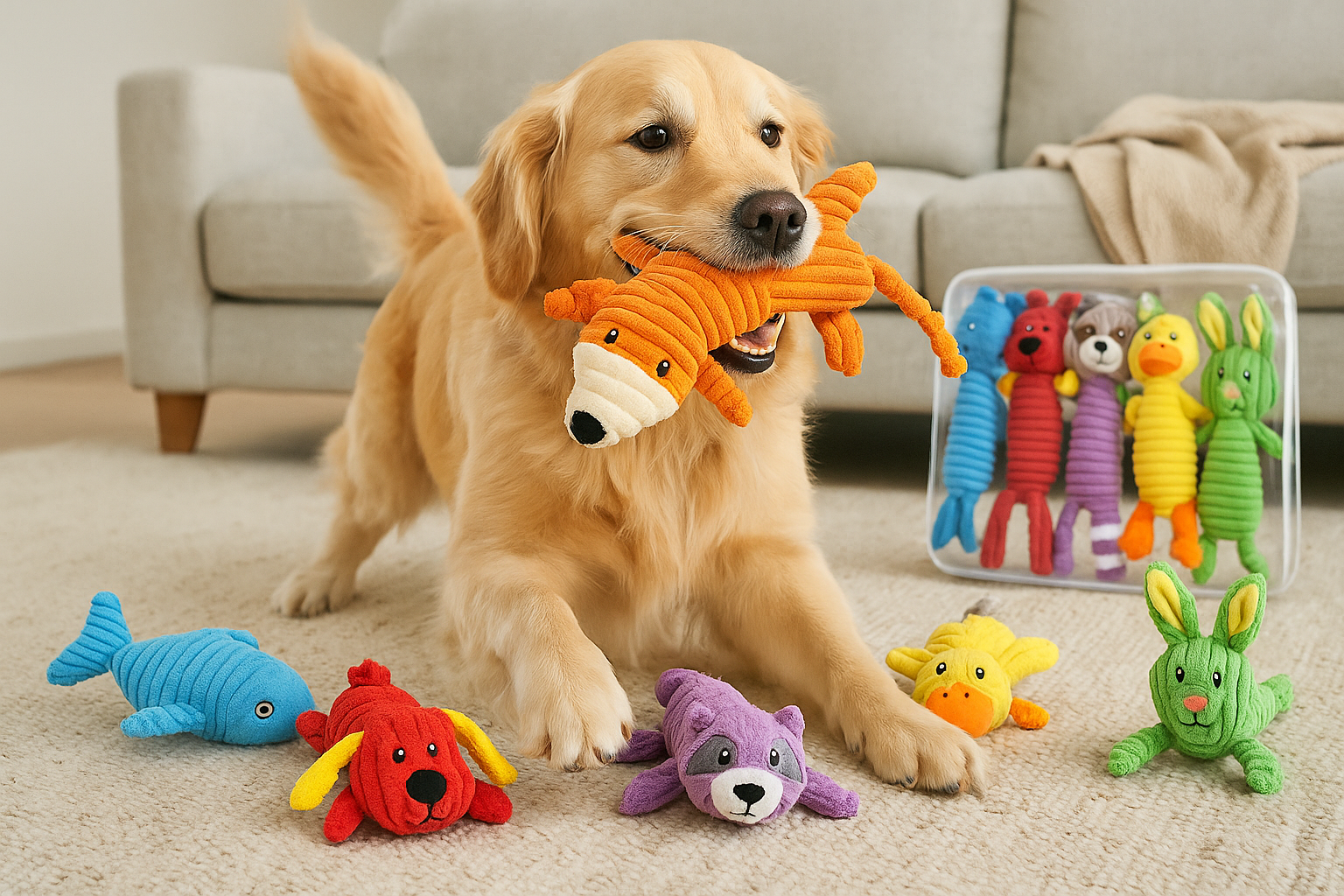 Dog Playing with Toys