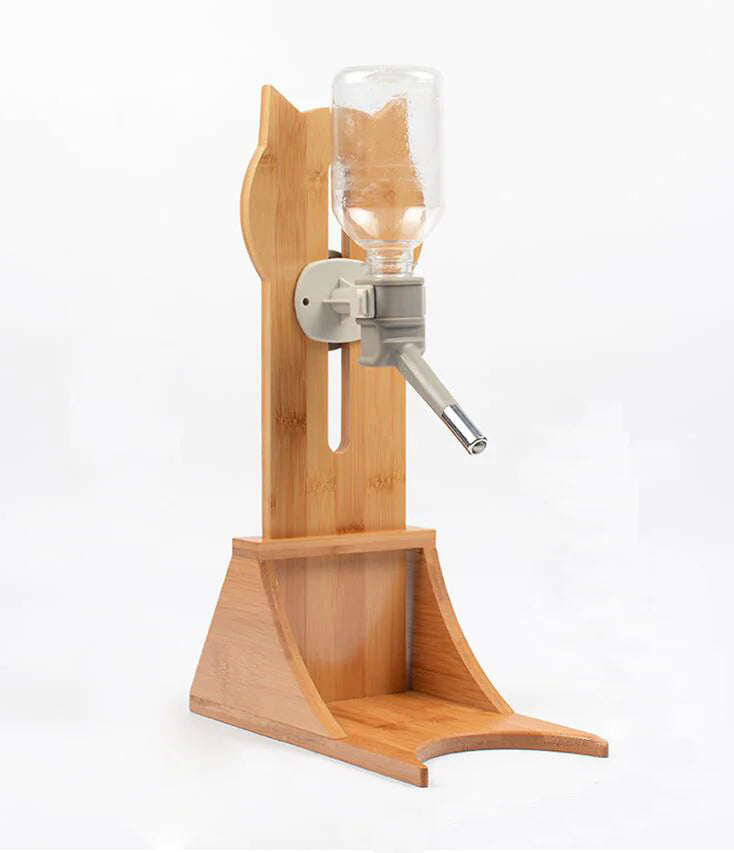 Cat Water Dispenser with Bamboo or Oak Stand – 300ml Pet Drinking Fountain