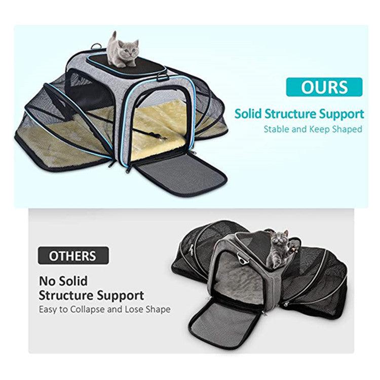 Pet Travel Haven: Expandable And Reflective Cat Carrier For Safe And Comfortable Journeys-1