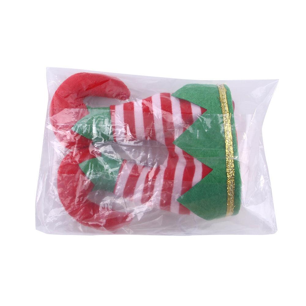 Pet Christmas Dress Up Set: Festive Hat And Funny Striped Clown Headgear For Dogs-2