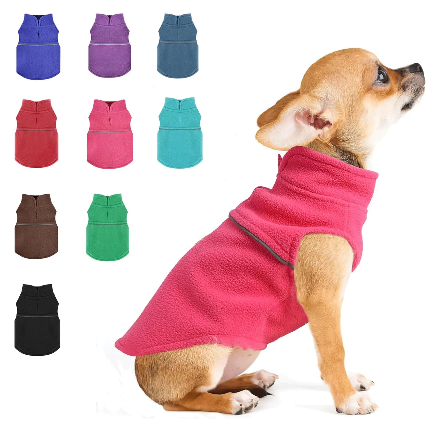 Small Dog Sweater - Fleece Vest Dog Sweater with Leash Hole Warm Pullover Fleece Dog Jacket Shirts Small Dog Sweater Winter Dog Clothes for Small Dogs Girl PinkSize S