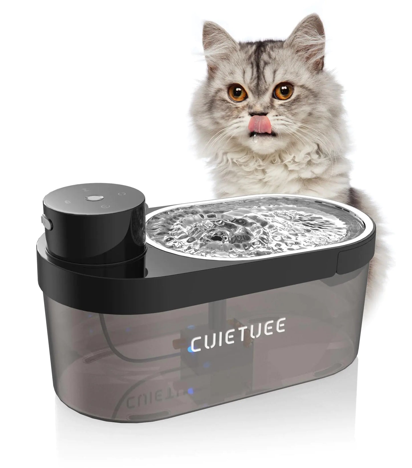 CuieTuee Cat Water Fountain 4L/135oz Battery Operated Automatic Cat Fountain Wireless Pet Water Fountain with Stainless Steel Bowl Dog Water Dispenser with Replacement Filters for Cats Dogs (Black)