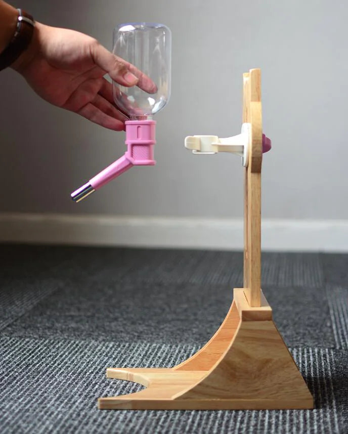 Cat Water Dispenser with Bamboo or Oak Stand – 300ml Pet Drinking Fountain