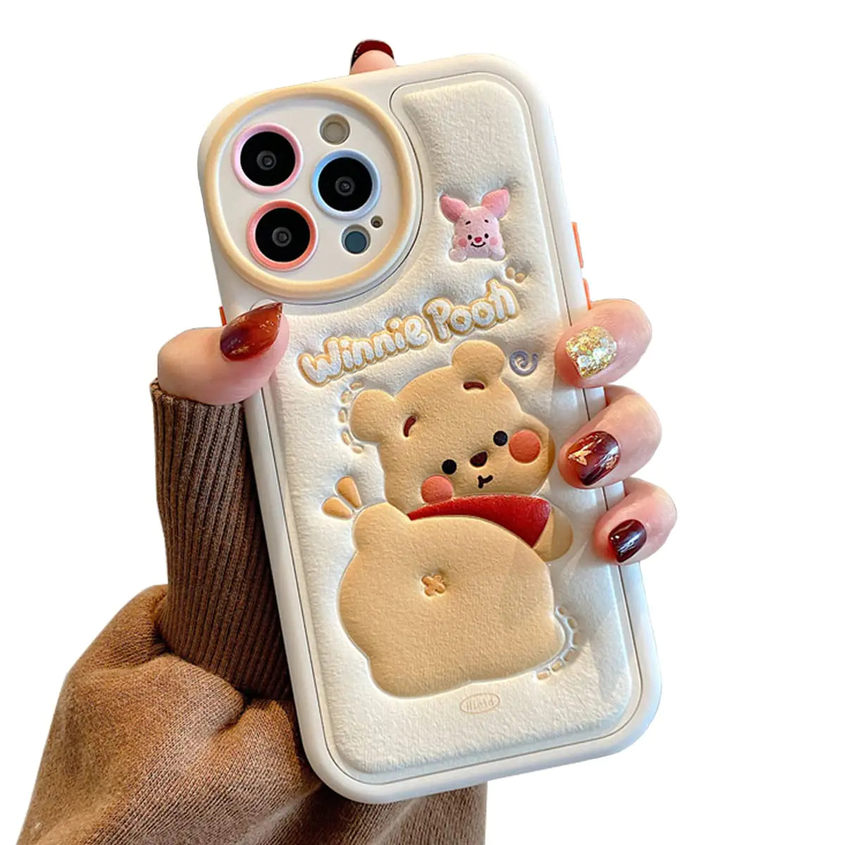 aartvark tees Compatible with iPhone 12 Pro Max Cute Case TPU Leather Phone Emboss Cartoon case Soft Rubber Shockproof Protective for iPhone 12 Pro Max Case Cover for Women Girls (Cute Bear)